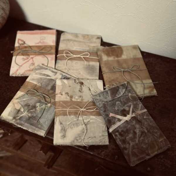 【ユキノハ】草木染・蝋引きミニノート / 手帳【柄６種】